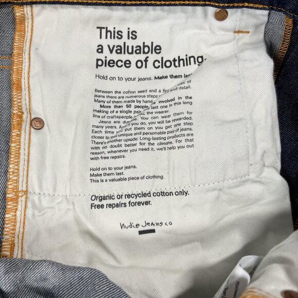 Nudie Jeans Co Lean Dean Jeans Mens 36x32 Dark Indigo Dry 16 Dips Made in Italy - Picture 12 of 16